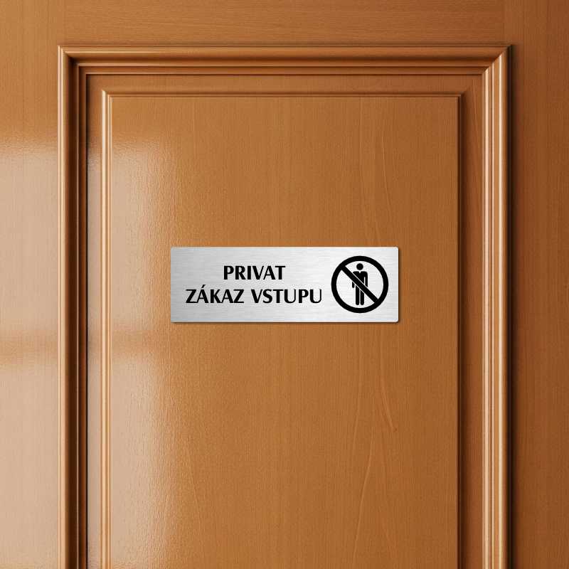 Privat, 200x66mm, stříbrná popiska s okrasným rámečkem  